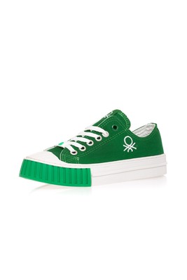  Benetton Yeşil 2 Cm Keten Kadın Spor Ayakkabı