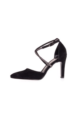  Kent Shop Siyah Süet 9 Cm Taşlı Kadın Topuklu Ayakkabı