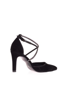  Kent Shop Siyah Süet 9 Cm Taşlı Kadın Topuklu Ayakkabı