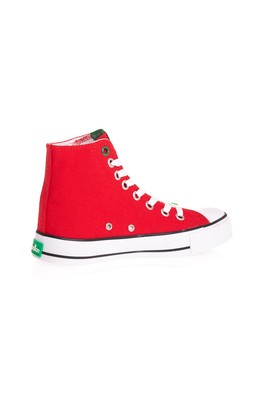  Benetton Kırmızı 2 Cm Keten Kadın Spor Ayakkabı