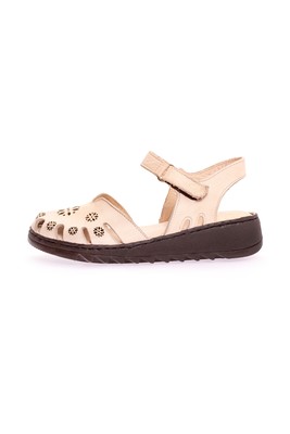  Kent Shop Bej 3,5 Cm Hakiki Deri Comfort Kadın Sandalet