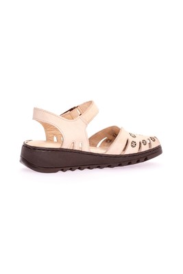  Kent Shop Bej 3,5 Cm Hakiki Deri Comfort Kadın Sandalet