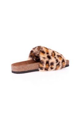  Kent Shop Leopar 3 Cm Tüylü Kadın Terlik