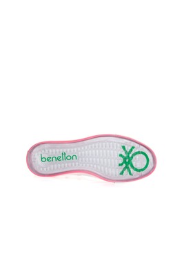  Benetton Beyaz-Turuncu 2 Cm Keten Kadın Spor Ayakkabı