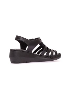  Kent Shop Siyah 6 Cm Hakiki Deri Comfort Kadın Sandalet